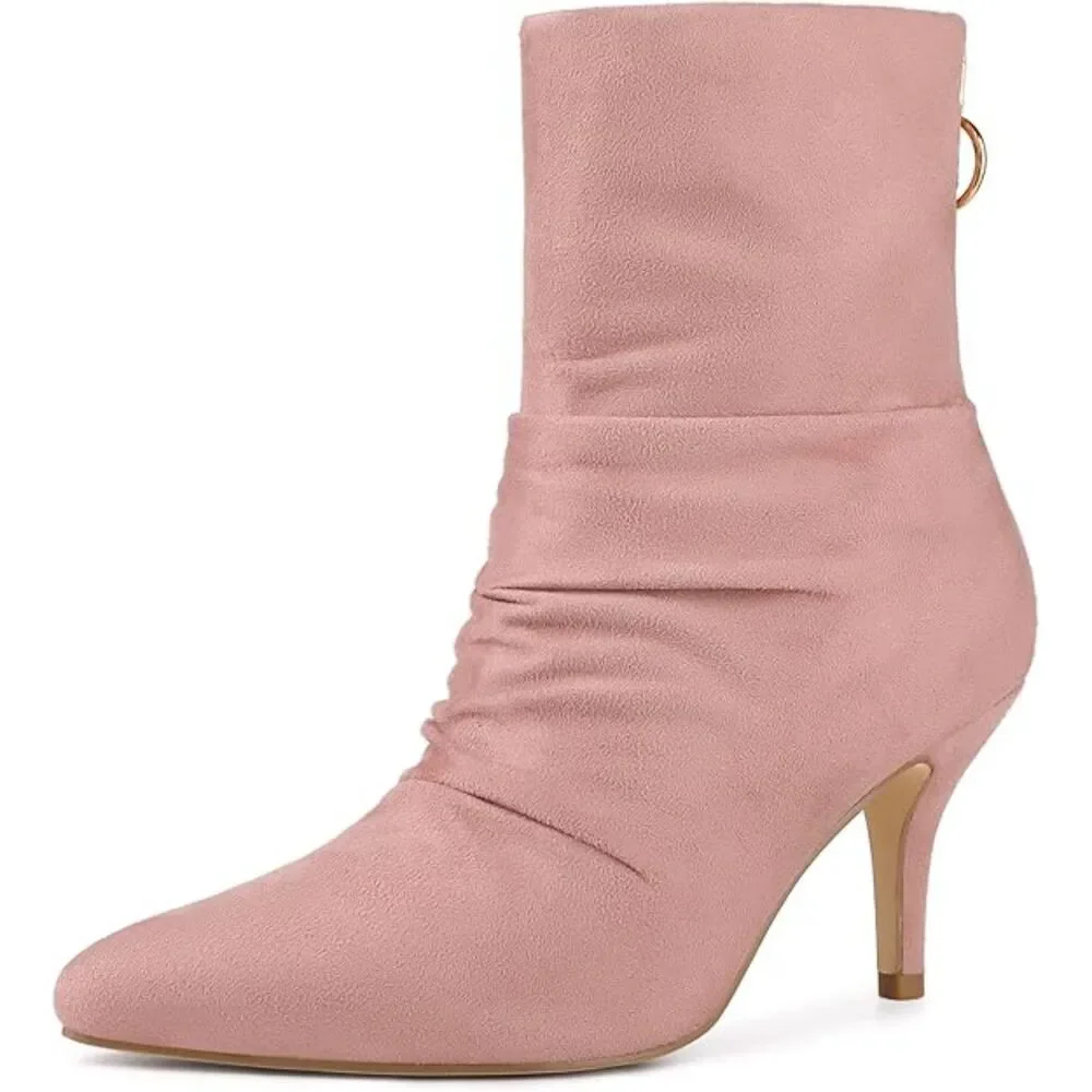 Allegra K Dust Pink Slouch Ankle Boots 8 Box & Dust Bags EUC